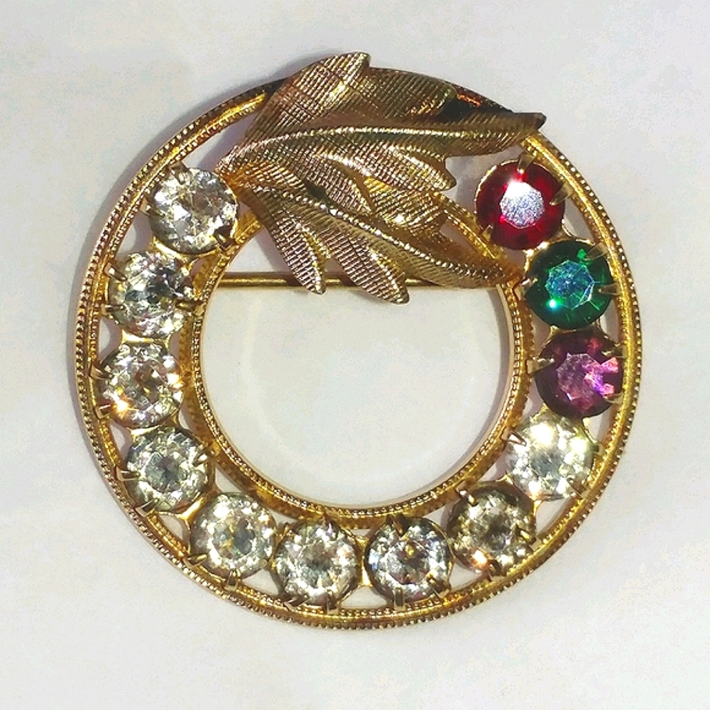 GOLD-FILLED CIRCLE BROOCH "MOTHER'S PIN" - VINTAGE SIGNED DCE